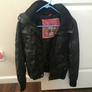 Faux leather motorcycle jacket