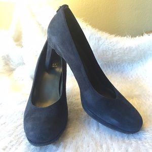 Navy Blue Suede Pumps