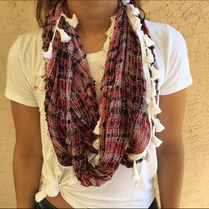 Colorful Infinity Scarf with Fringes