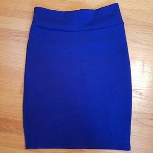 LuLaRoe Royal Blue Quilted Cassie Pencil Skirt