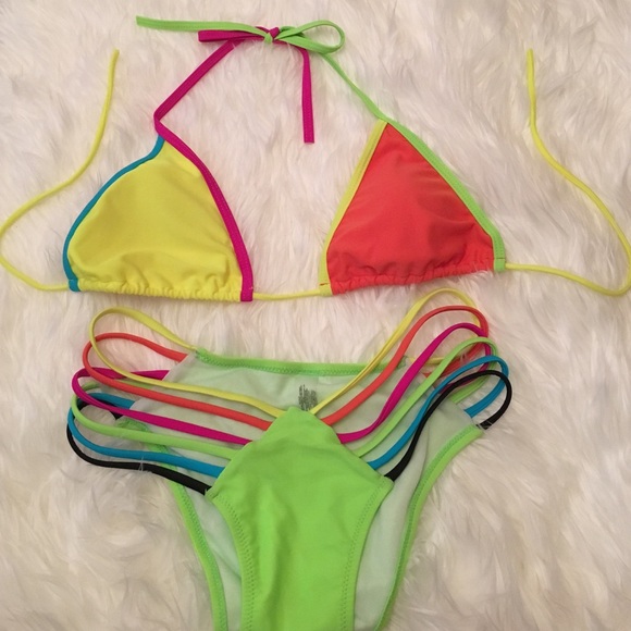 Neon strappy bikini