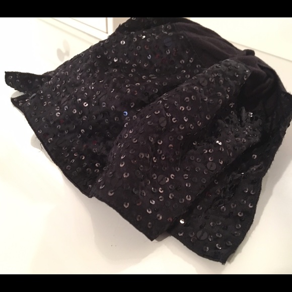 j.jill - black jersey scarf with sequin border - Picture 2 of 6