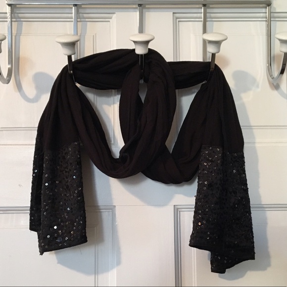 j.jill - black jersey scarf with sequin border - Picture 5 of 6
