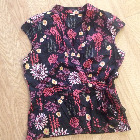 Wrap Shirt, Japanese Style Floral