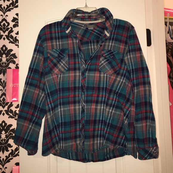 Plaid long sleeve L (Jr) flannel