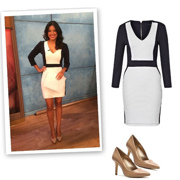 ✨French Connection Black/White Textured Dress
