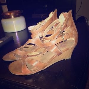 Brown heeled sandals