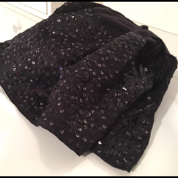 NWT - j.jill black jersey scarf with sequin border - Picture 2 of 7