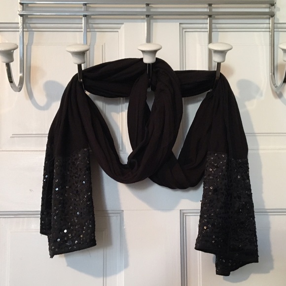 NWT - j.jill black jersey scarf with sequin border - Picture 6 of 7