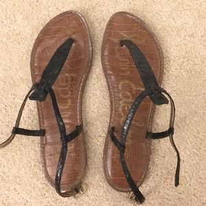 Sam Edleman black leather thong sandals