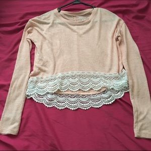 Light Pink Long-sleeve with White Lace