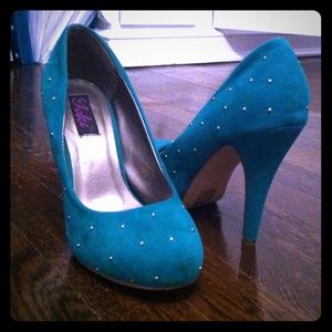 Mint green studded high heels