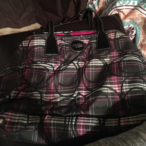 Colorful plaid Coach bag