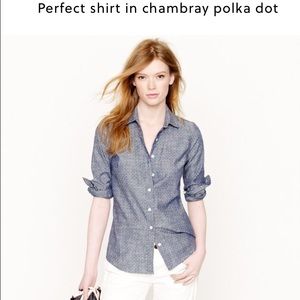J. Crew Perfect Shirt in Chambray Polka Dot