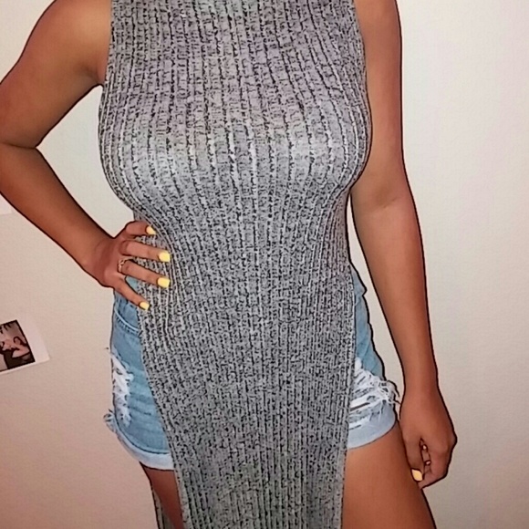 High neck ribbed slip shirt