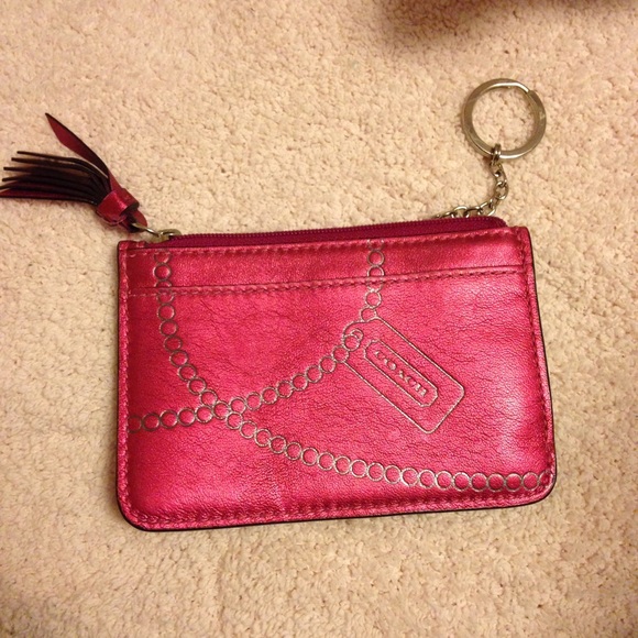 Coach metallic hot pink card holder
