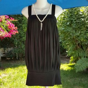 NWOT Black Pleated Midi Tank Dress