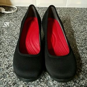 Crocs wedges  black size 9