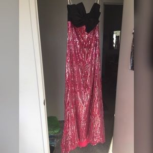 Pink and black sequin prom dress