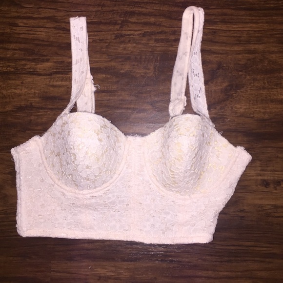 White lace crop-top bralette