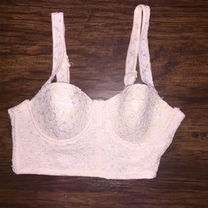 White lace crop-top bralette