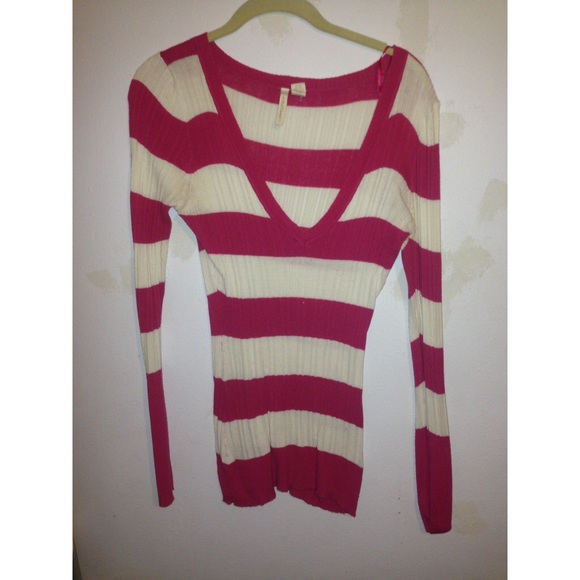 Pink and white long sleeve shirt