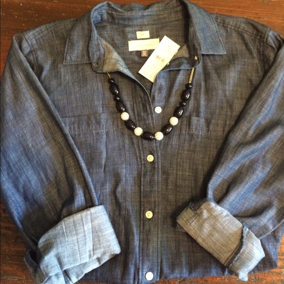 Loft Chambray Softened Shirt NWT