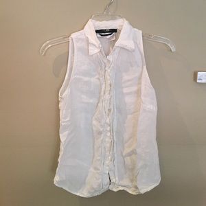 Max Mara White Ruffled Button Up Tank Top Shirt Max Mara White Ruffled Button Up Tank Top Shirt