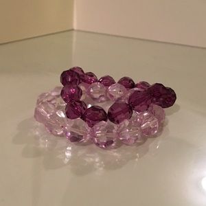chunky bead bracelets - purple and lavender