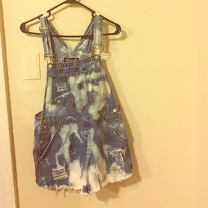 Home-made overall shorts.