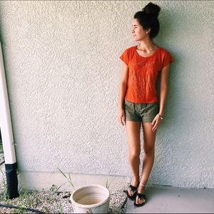 Burnt orange owl top