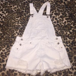 WHITE FOREVER 21 OVERALLS