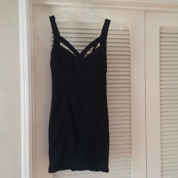 Black strappy minidress with unique pattern M