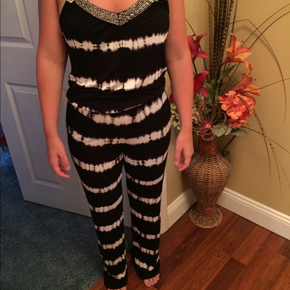 Blue and white jumpsuit