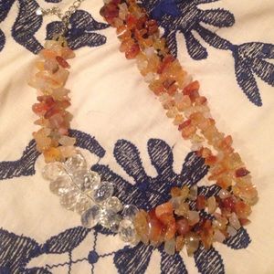 Amber and crystal statement necklace