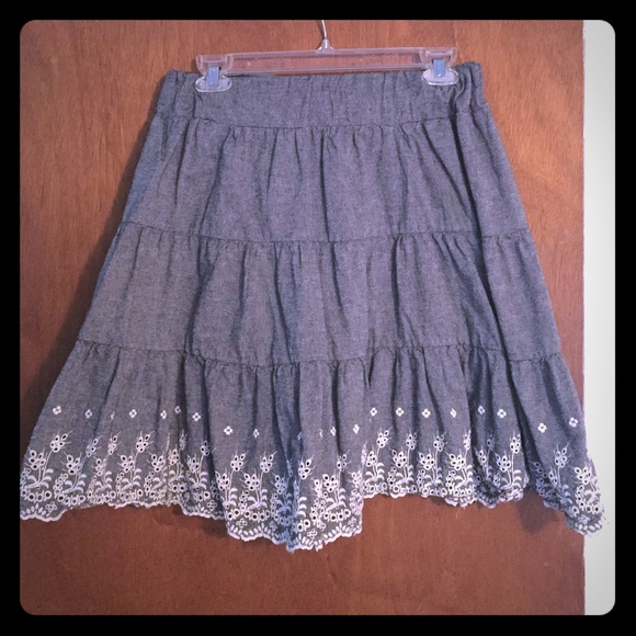Grey Eyelet Skirt