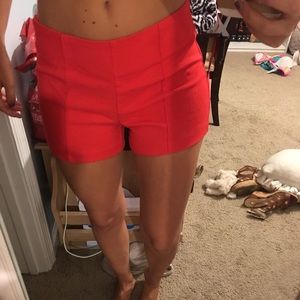 Red medium rise shorts