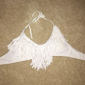 White fringe halter top bathing suit