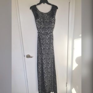 Black and white lace formal