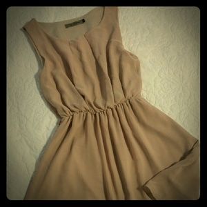 Tan chiffon cocktail dress