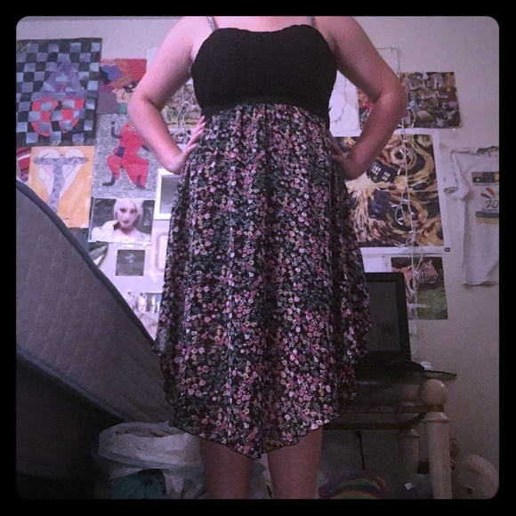 Black floral XL dress