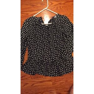 Floral Peplum Top H&M (Navy Blue and White)