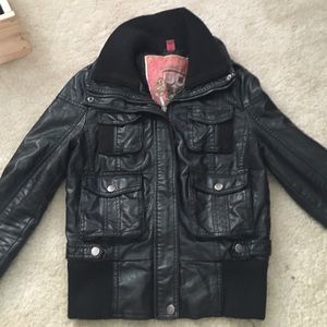 Leather bomber jacket