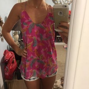 Pink feather detail top