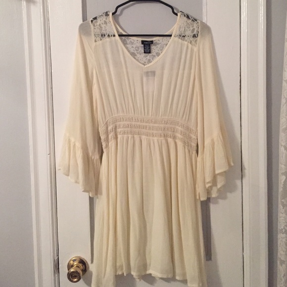 White Bell-Sleeved Dress