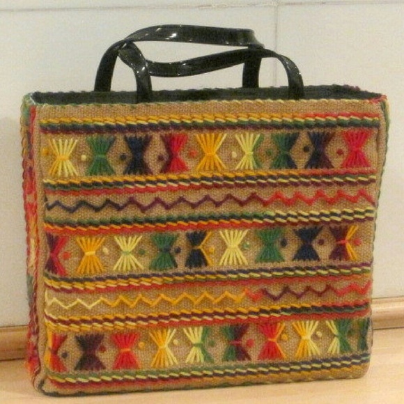 Vintage Handbags - Vintage Large Woven Natural Tote Bag