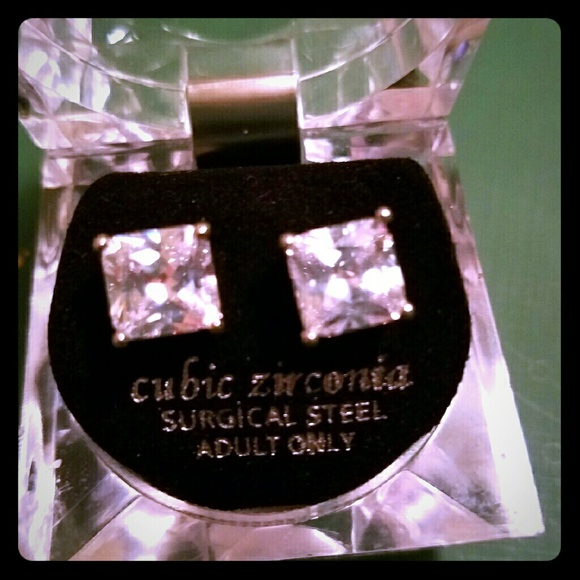 Princess cut cubic zirconia earrings