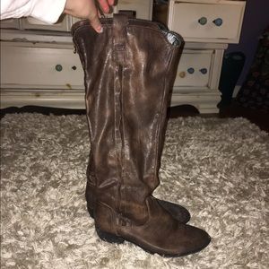 Tall Brown Leather Boots Slightly Distressed