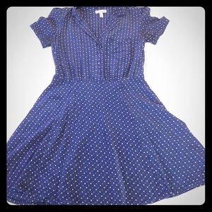 Urban Outfitters blue polka dot silk dress