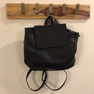 Victoria's Secret black faux leather backpack bag